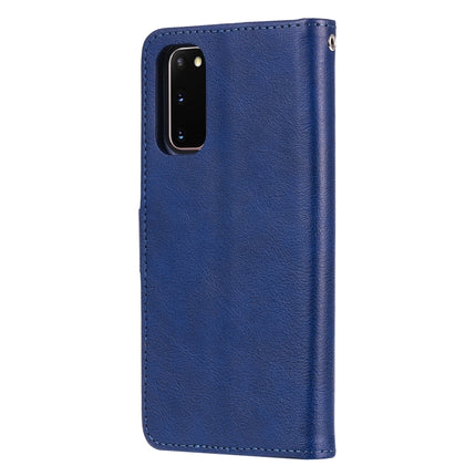 For Galaxy S20 2 in 1 Solid Color Detachable PU Leather Case with Card Slots & Magnetic Holder & Photo Frame & Wallet & Strap(Blue)-garmade.com