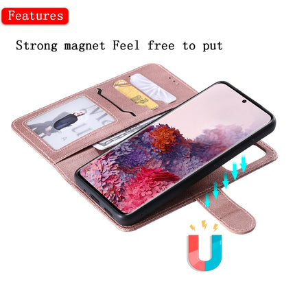 For Galaxy S20 2 in 1 Solid Color Detachable PU Leather Case with Card Slots & Magnetic Holder & Photo Frame & Wallet & Strap(Rose Gold)-garmade.com
