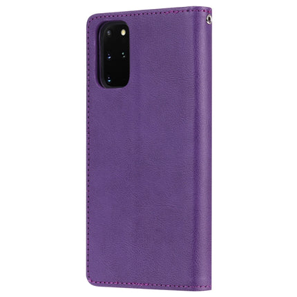 For Galaxy S20 Plus 2 in 1 Solid Color Detachable PU Leather Case with Card Slots & Magnetic Holder & Photo Frame & Wallet & Strap(Purple)-garmade.com