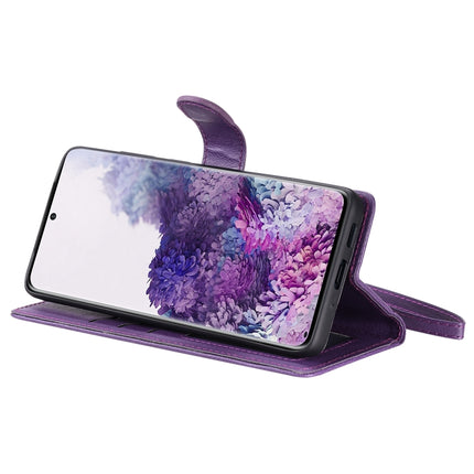 For Galaxy S20 Plus 2 in 1 Solid Color Detachable PU Leather Case with Card Slots & Magnetic Holder & Photo Frame & Wallet & Strap(Purple)-garmade.com