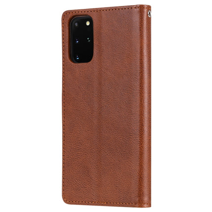 For Galaxy S20 Plus 2 in 1 Solid Color Detachable PU Leather Case with Card Slots & Magnetic Holder & Photo Frame & Wallet & Strap(Brown)-garmade.com