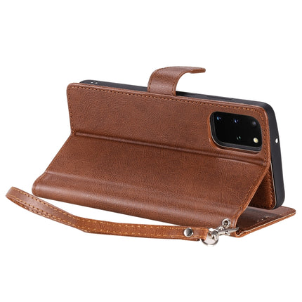 For Galaxy S20 Plus 2 in 1 Solid Color Detachable PU Leather Case with Card Slots & Magnetic Holder & Photo Frame & Wallet & Strap(Brown)-garmade.com