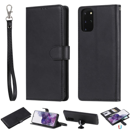 For Galaxy S20 Plus 2 in 1 Solid Color Detachable PU Leather Case with Card Slots & Magnetic Holder & Photo Frame & Wallet & Strap(Black)-garmade.com