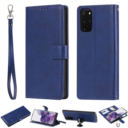For Galaxy S20 Plus 2 in 1 Solid Color Detachable PU Leather Case with Card Slots & Magnetic Holder & Photo Frame & Wallet & Strap(Blue)-garmade.com
