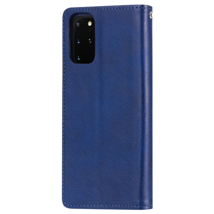 For Galaxy S20 Plus 2 in 1 Solid Color Detachable PU Leather Case with Card Slots & Magnetic Holder & Photo Frame & Wallet & Strap(Blue)-garmade.com