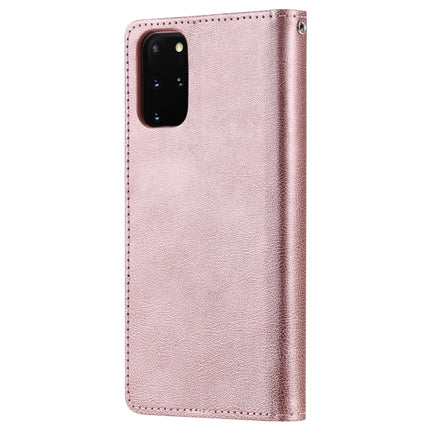 For Galaxy S20 Plus 2 in 1 Solid Color Detachable PU Leather Case with Card Slots & Magnetic Holder & Photo Frame & Wallet & Strap(Rose Gold)-garmade.com