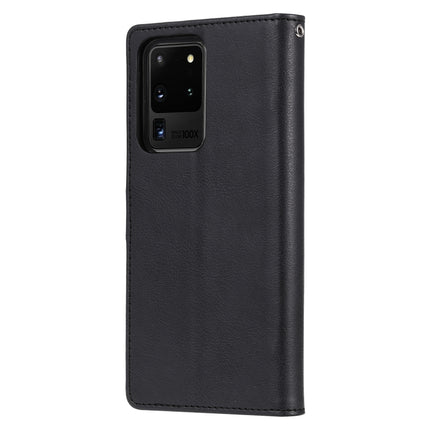 For Galaxy S20 Ultra 2 in 1 Solid Color Detachable PU Leather Case with Card Slots & Magnetic Holder & Photo Frame & Wallet & Strap(Black)-garmade.com
