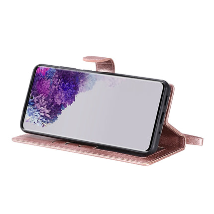 For Galaxy S20 Ultra 2 in 1 Solid Color Detachable PU Leather Case with Card Slots & Magnetic Holder & Photo Frame & Wallet & Strap(Rose Gold)-garmade.com