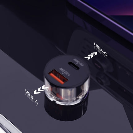 TOTU DCCPD-015 Ming Series 30W USB + Type-C Fast Charging Car Charger(Black)-garmade.com