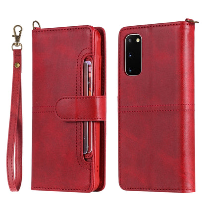 For Galaxy S20 Multifunctional Detachable Magnetic Horizontal Flip Leather Case with Card Slots & Holder & Wallet(Red)-garmade.com