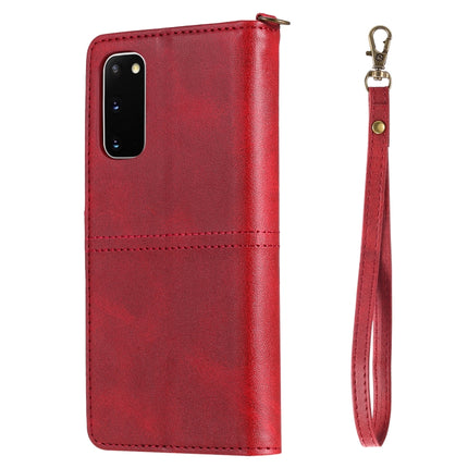 For Galaxy S20 Multifunctional Detachable Magnetic Horizontal Flip Leather Case with Card Slots & Holder & Wallet(Red)-garmade.com