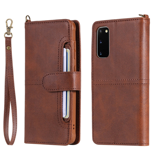 For Galaxy S20 Multifunctional Detachable Magnetic Horizontal Flip Leather Case with Card Slots & Holder & Wallet(Coffee)-garmade.com