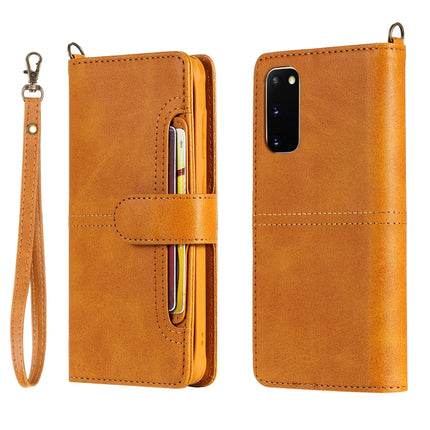 For Galaxy S20 Multifunctional Detachable Magnetic Horizontal Flip Leather Case with Card Slots & Holder & Wallet(Brown)-garmade.com