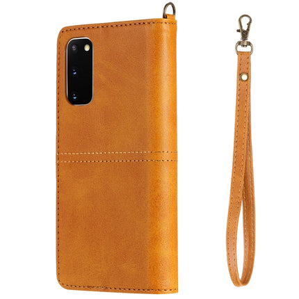 For Galaxy S20 Multifunctional Detachable Magnetic Horizontal Flip Leather Case with Card Slots & Holder & Wallet(Brown)-garmade.com