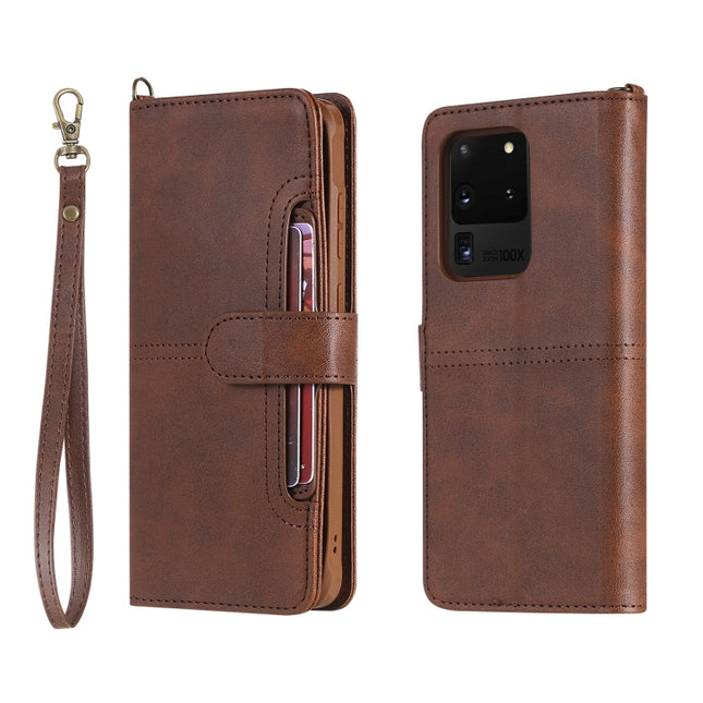 For Galaxy S20 Ultra Multifunctional Detachable Magnetic Horizontal Flip Leather Case with Card Slots & Holder & Wallet(Coffee)-garmade.com