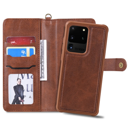 For Galaxy S20 Ultra Multifunctional Detachable Magnetic Horizontal Flip Leather Case with Card Slots & Holder & Wallet(Coffee)-garmade.com