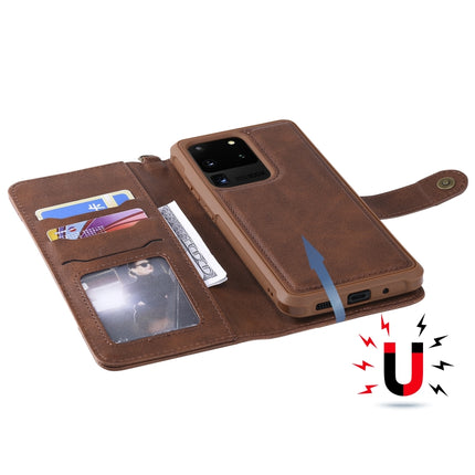 For Galaxy S20 Ultra Multifunctional Detachable Magnetic Horizontal Flip Leather Case with Card Slots & Holder & Wallet(Coffee)-garmade.com