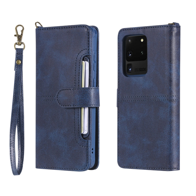 For Galaxy S20 Ultra Multifunctional Detachable Magnetic Horizontal Flip Leather Case with Card Slots & Holder & Wallet(Blue)-garmade.com