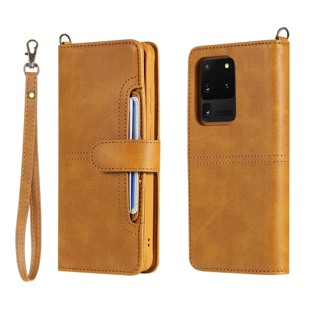 For Galaxy S20 Ultra Multifunctional Detachable Magnetic Horizontal Flip Leather Case with Card Slots & Holder & Wallet(Brown)-garmade.com