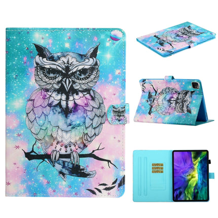 For iPad 11 Pro (2020) Painted Car Line TPU Horizontal Flip Leather Tablet Case with Holder & Card Slot & Sleep / Wake-up Function(Owl)-garmade.com