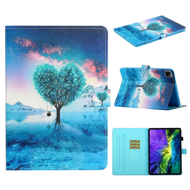 For iPad 11 Pro (2020) Painted Car Line TPU Horizontal Flip Leather Tablet Case with Holder & Card Slot & Sleep / Wake-up Function(Tree)-garmade.com