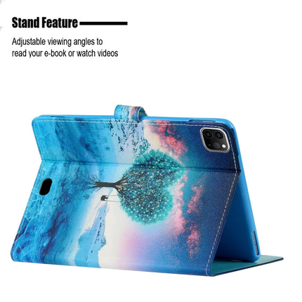 For iPad 11 Pro (2020) Painted Car Line TPU Horizontal Flip Leather Tablet Case with Holder & Card Slot & Sleep / Wake-up Function(Tree)-garmade.com