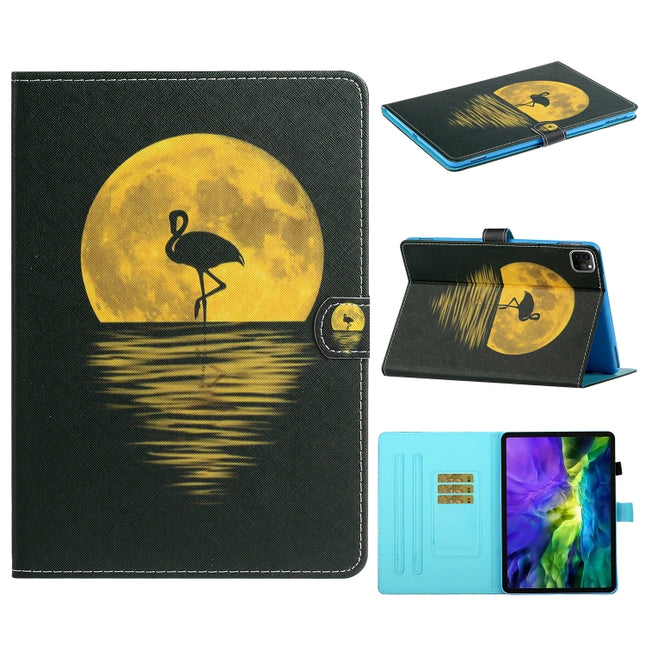 For iPad 11 Pro (2020) Painted Car Line TPU Horizontal Flip Leather Tablet Case with Holder & Card Slot & Sleep / Wake-up Function(Flamingo)-garmade.com