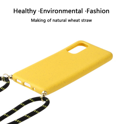 For Galaxy S20 Wheat Straw Material + TPU Protective Case with Lanyard(Yellow)-garmade.com