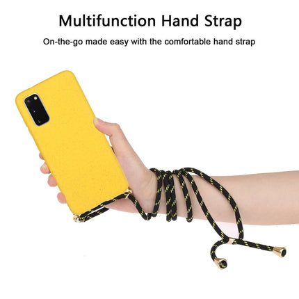 For Galaxy S20 Wheat Straw Material + TPU Protective Case with Lanyard(Yellow)-garmade.com