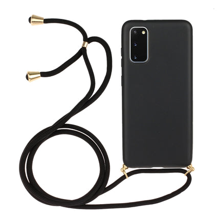 For Galaxy S20 Wheat Straw Material + TPU Protective Case with Lanyard(Black)-garmade.com