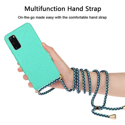 For Galaxy S20 Wheat Straw Material + TPU Protective Case with Lanyard(Green)-garmade.com