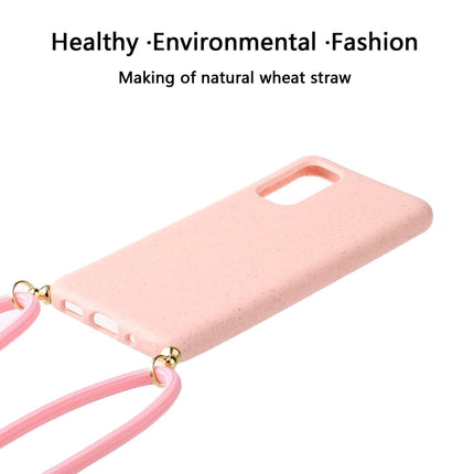 For Galaxy S20 Wheat Straw Material + TPU Protective Case with Lanyard(Pink)-garmade.com