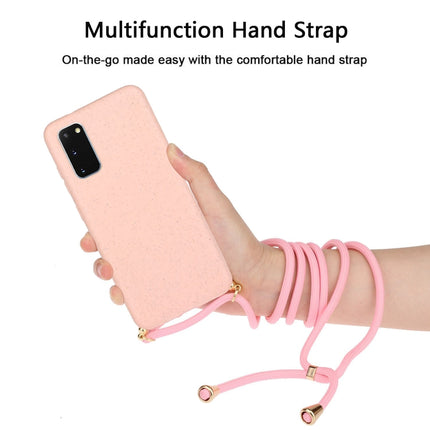 For Galaxy S20 Wheat Straw Material + TPU Protective Case with Lanyard(Pink)-garmade.com