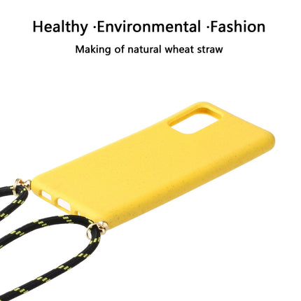 For Galaxy S20 Plus Wheat Straw Material + TPU Protective Case with Lanyard(Yellow)-garmade.com