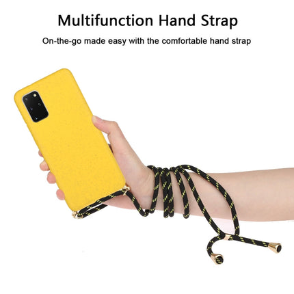 For Galaxy S20 Plus Wheat Straw Material + TPU Protective Case with Lanyard(Yellow)-garmade.com