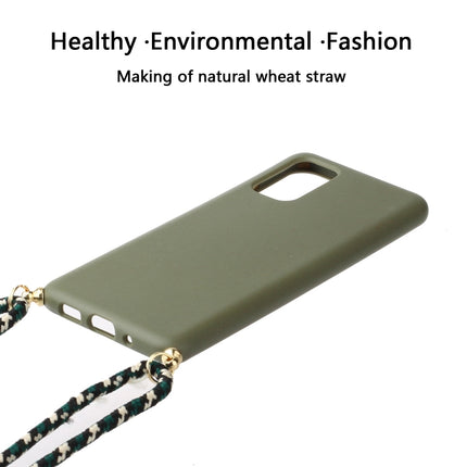 For Galaxy S20 Plus Wheat Straw Material + TPU Protective Case with Lanyard(Army Green)-garmade.com