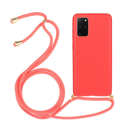 For Galaxy S20 Plus Wheat Straw Material + TPU Protective Case with Lanyard(Red)-garmade.com