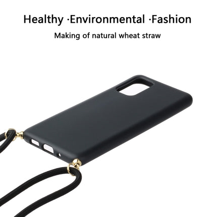 For Galaxy S20 Plus Wheat Straw Material + TPU Protective Case with Lanyard(Black)-garmade.com