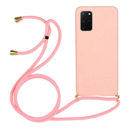 For Galaxy S20 Plus Wheat Straw Material + TPU Protective Case with Lanyard(Pink)-garmade.com