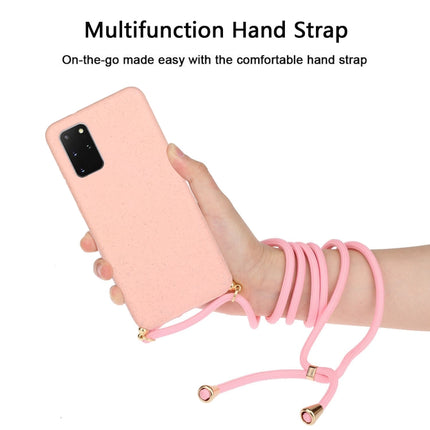 For Galaxy S20 Plus Wheat Straw Material + TPU Protective Case with Lanyard(Pink)-garmade.com