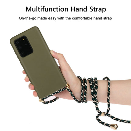 For Galaxy S20 Ultra Wheat Straw Material + TPU Protective Case with Lanyard(Army Green)-garmade.com