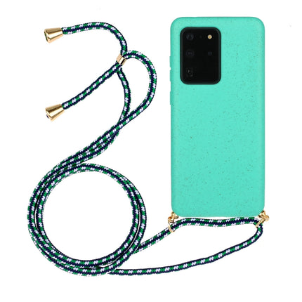 For Galaxy S20 Ultra Wheat Straw Material + TPU Protective Case with Lanyard(Green)-garmade.com