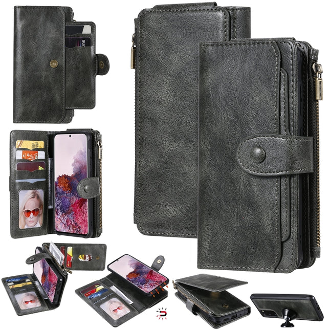 For Galaxy S20 Multifunctional Retro Detachable Magnetic Horizontal Flip Leather Case with Card Slots & Holder & Wallet & Photo Frame(Dark Grey)-garmade.com