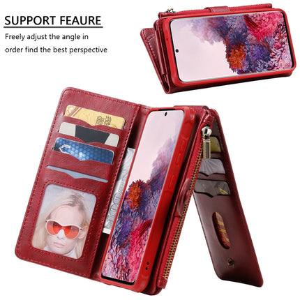 For Galaxy S20 Multifunctional Retro Detachable Magnetic Horizontal Flip Leather Case with Card Slots & Holder & Wallet & Photo Frame(Red)-garmade.com