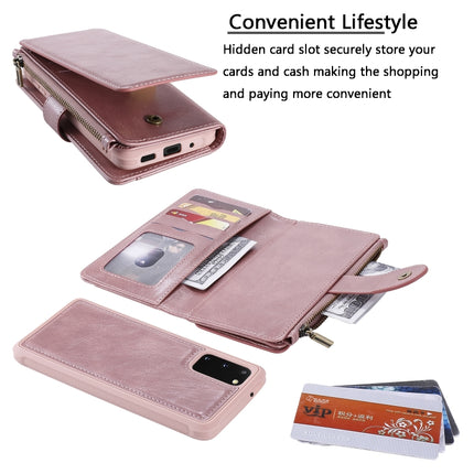 For Galaxy S20 Multifunctional Retro Detachable Magnetic Horizontal Flip Leather Case with Card Slots & Holder & Wallet & Photo Frame(Pink)-garmade.com