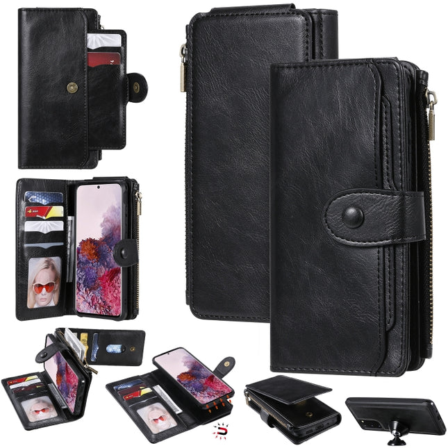 For Galaxy S20 Multifunctional Retro Detachable Magnetic Horizontal Flip Leather Case with Card Slots & Holder & Wallet & Photo Frame(Black)-garmade.com