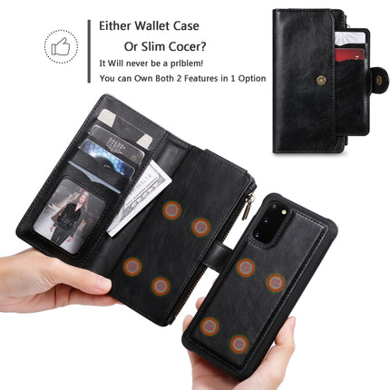 For Galaxy S20 Multifunctional Retro Detachable Magnetic Horizontal Flip Leather Case with Card Slots & Holder & Wallet & Photo Frame(Black)-garmade.com