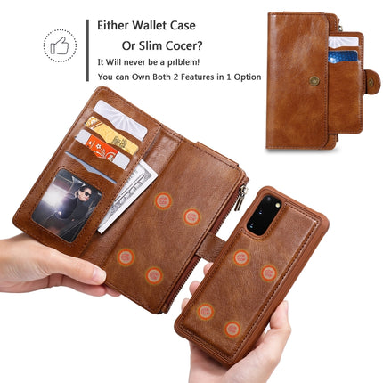 For Galaxy S20 Multifunctional Retro Detachable Magnetic Horizontal Flip Leather Case with Card Slots & Holder & Wallet & Photo Frame(Brown)-garmade.com