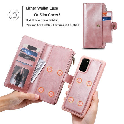 For Galaxy S20 Plus Multifunctional Retro Detachable Magnetic Horizontal Flip Leather Case with Card Slots & Holder & Wallet & Photo Frame(Pink)-garmade.com