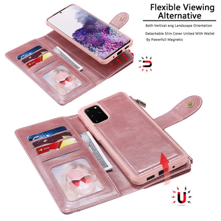 For Galaxy S20 Plus Multifunctional Retro Detachable Magnetic Horizontal Flip Leather Case with Card Slots & Holder & Wallet & Photo Frame(Pink)-garmade.com
